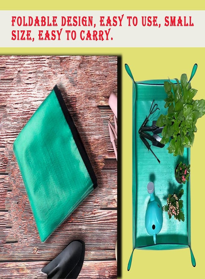 BIUWING قطعتان من حصيرة إعادة زراعة النباتات الداخلية، مقاس 43 × 29 بوصة، صينية زراعة نباتات سميكة قابلة للطي ومقاومة للماء للتحكم في الفوضى، حصيرة زراعة محمولة، صينية بستنة للنباتات المنزلية والعصارية، كبيرة جدًا - Image 4